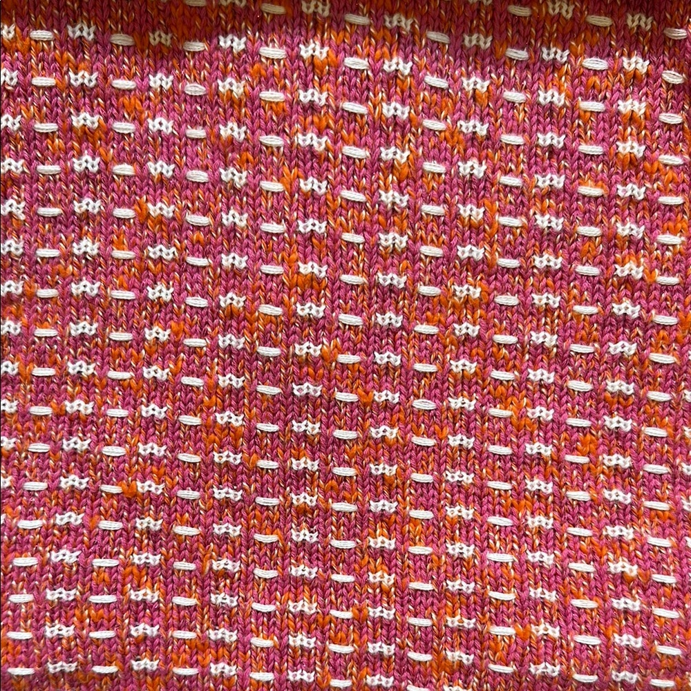 Talbots Pink White and Orange Tweed Sweater Jacket with Gold Accents Size S - Picture 9 of 11